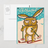 German Ski Bunny Postkarte (Vorne/Hinten)