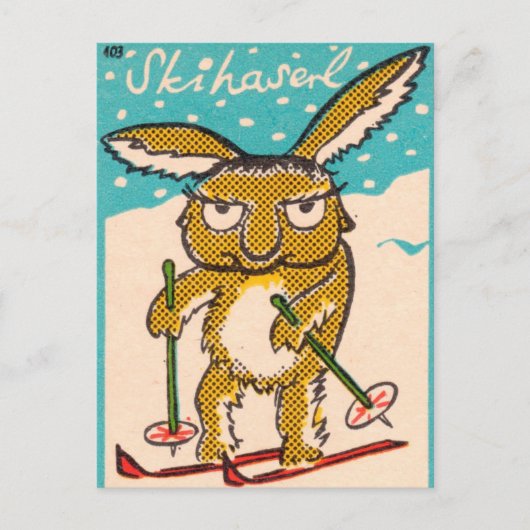 German Ski Bunny Postkarte (Vorderseite)
