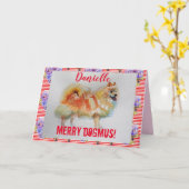 German Spitz Dog Merry Dogmus Weihnachtskarte Karte (Gelbe Blume)