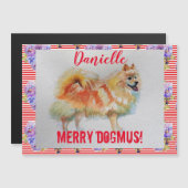 German Spitz Hund frohe Weihnachten Magnetkarte (Vorne/Hinten)