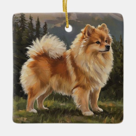 German Spitz Keramikornament (Vorderseite)