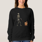 German Spitz Skeleton Dog Walking Halloween Dog Sweatshirt (Vorderseite)