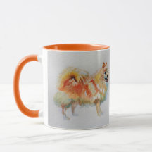 German Spitz Spitz Watercolor Orange Tasse
