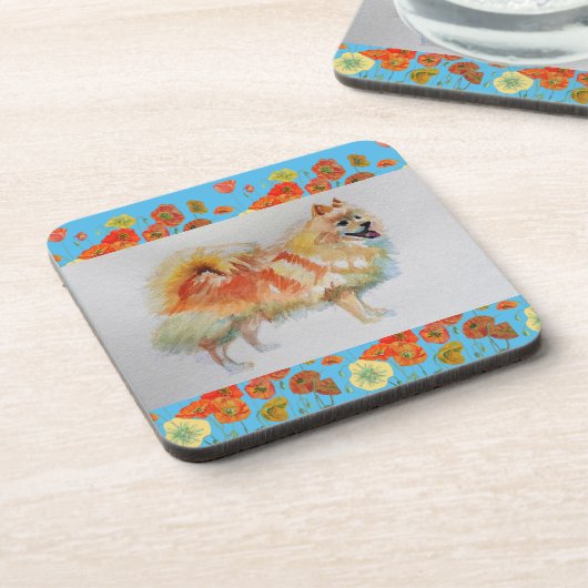 German Spitz Spitz Watercolor Pet Dog Untersetzer (Linke Seite)