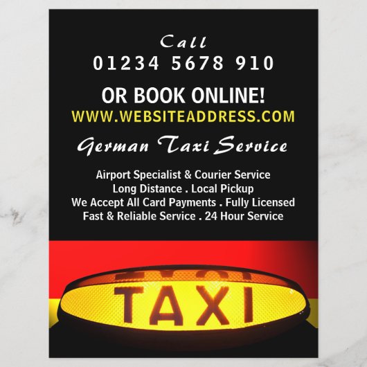 German Taxi Flag with Price List Flyer (Vorne)