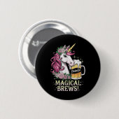 German Unicorn Magical Brews Beer Funny Button (Vorne & Hinten)