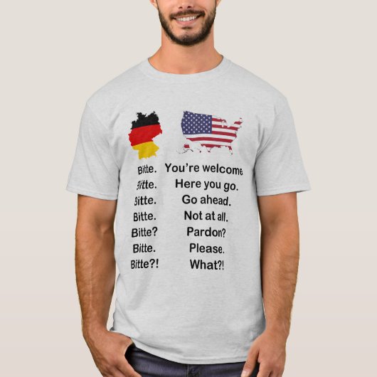 German vs. English - Bitte Please T-Shirt (Vorderseite)