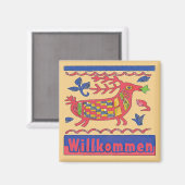 German Welcome Folk Deer Magnet (Vorderseite/Rückseite)