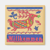 German Welcome Folk Deer Magnet (Vorne)