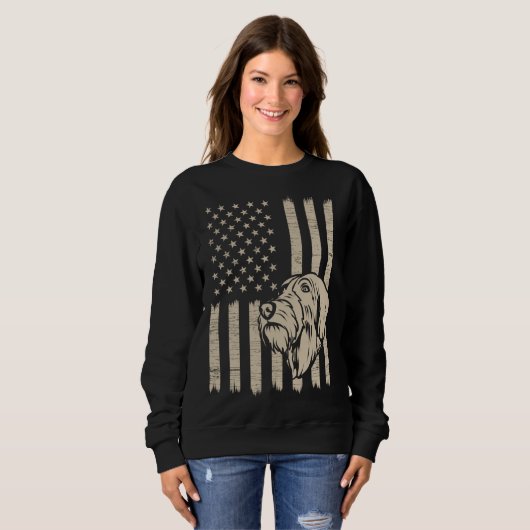 German Wirehaired Pointer American USA Flag Sweatshirt (Vorne ganz)