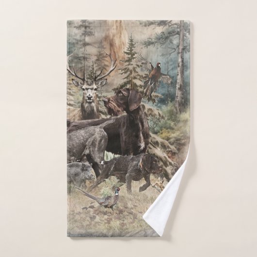 German Wirehaired Pointer Badhandtuch Set (Handtuch)