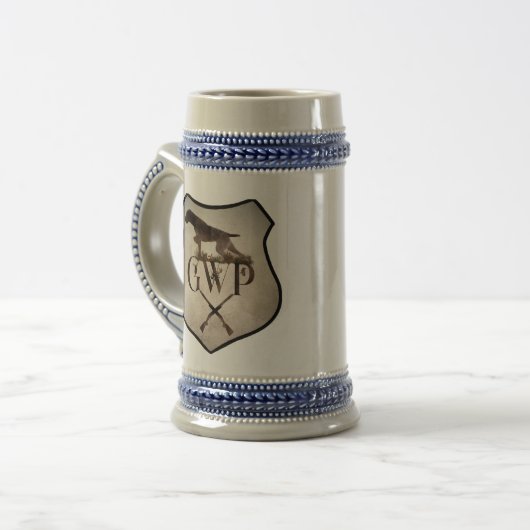 German Wirehaired Pointer Beer Stein Bierglas (Vorderseite Links)