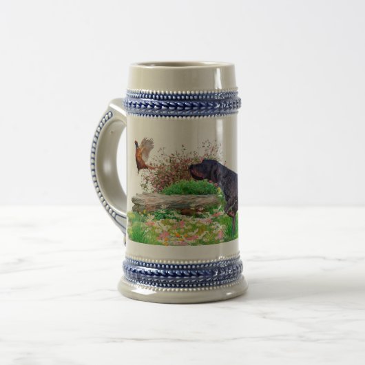 German Wirehaired Pointer Beer Stein Bierglas (Vorderseite Links)