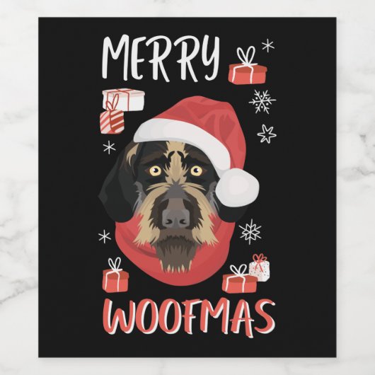 German Wirehaired Pointer Christmas Weinetikett (Einzelnes Label)