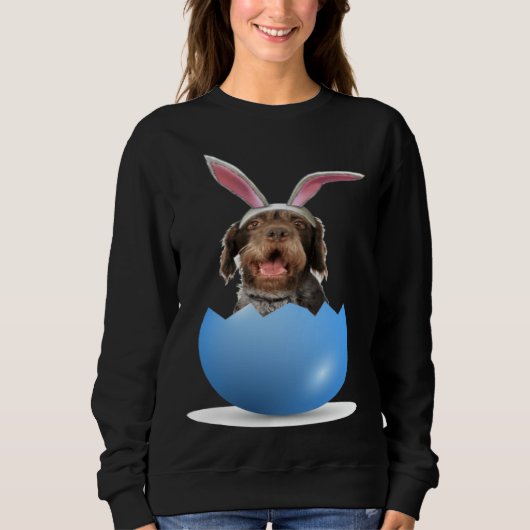 German Wirehaired Pointer Dog Easter Bunny Egg Hun Sweatshirt (Vorderseite)