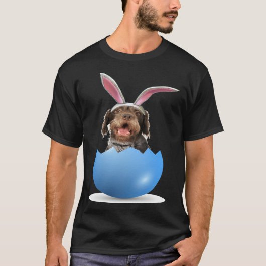 German Wirehaired Pointer Dog Easter Bunny Egg Hun T-Shirt (Vorderseite)