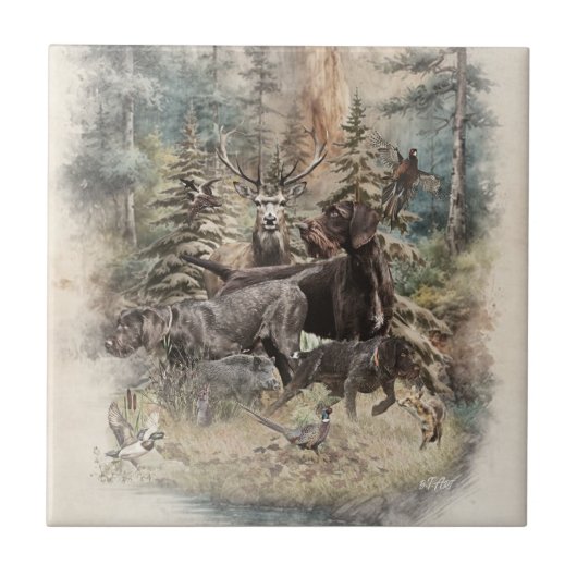 German Wirehaired Pointer Fliese (Vorderseite)