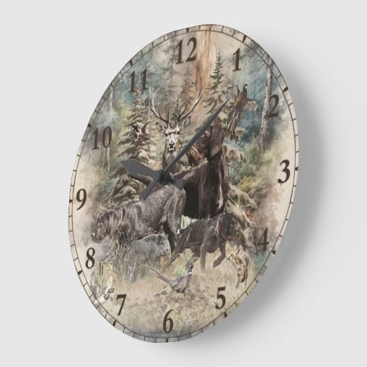 German Wirehaired Pointer Große Wanduhr (Winkel)