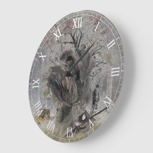 German Wirehaired Pointer Große Wanduhr (Winkel)