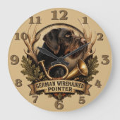 German Wirehaired Pointer Große Wanduhr (Vorderseite)