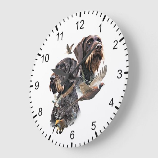 German Wirehaired Pointer Große Wanduhr (Winkel)