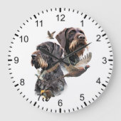 German Wirehaired Pointer Große Wanduhr (Vorderseite)