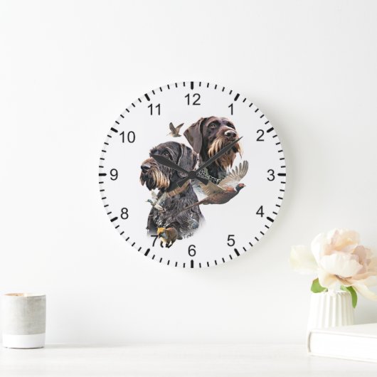 German Wirehaired Pointer Große Wanduhr (Zuhause)
