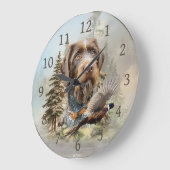 German Wirehaired Pointer Große Wanduhr (Winkel)