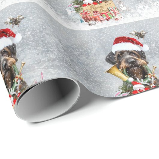 German Wirehaired Pointer Merry Christmas! Geschenkpapier (Rolleneckpunkt)