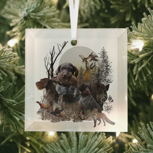 German Wirehaired Pointer Ornament Aus Glas (Insitu)