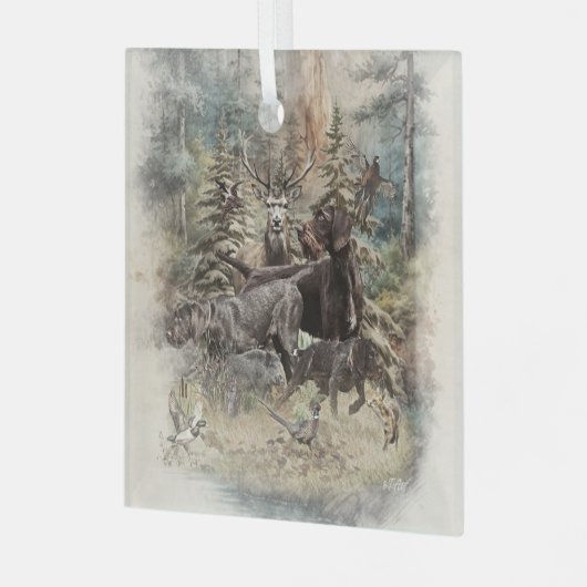 German Wirehaired Pointer Ornament Aus Glas (Vorderseite links)