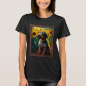 German Wirehaired Pointer Painting Sunflower Flowe T-Shirt (Vorderseite)