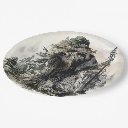 German Wirehaired Pointer Pappteller (Schrägansicht)