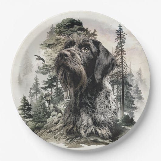 German Wirehaired Pointer Pappteller (Vorderseite)