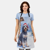 German Wirehaired Pointer Snowy Lodge Santa Hat Schürze (Getragen)