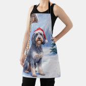 German Wirehaired Pointer Snowy Lodge Santa Hat Schürze (InSitu)