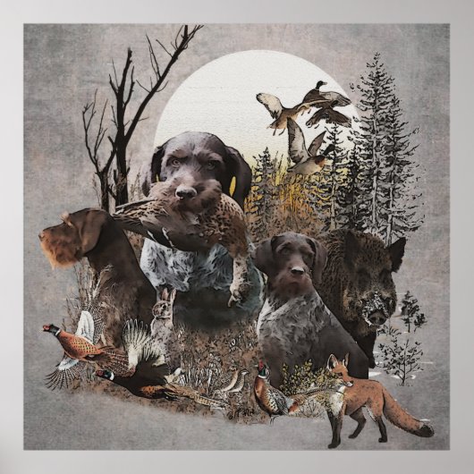 German Wirehaired Pointer Tapestry Gallery Wrap Ac Poster (Vorne)