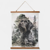 German Wirehaired Pointer Wandteppich Mit Holzrahmen (Vorderseite)