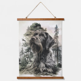 German Wirehaired Pointer Wandteppich Mit Holzrahmen