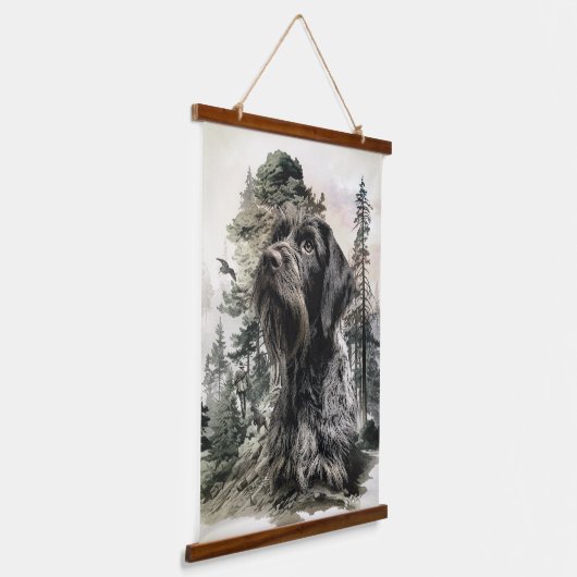 German Wirehaired Pointer Wandteppich Mit Holzrahmen (Gewinkelt)