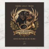 German Wirehaired Pointer Weinetikett (Einzelnes Label)