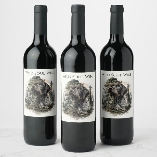 German Wirehaired Pointer Weinetikett (Flaschen)