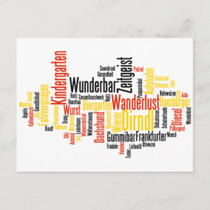 German Word Cloud - Deutsche Wortwolke Postkarte