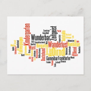 German Word Cloud - Deutsche Wortwolke Postkarte