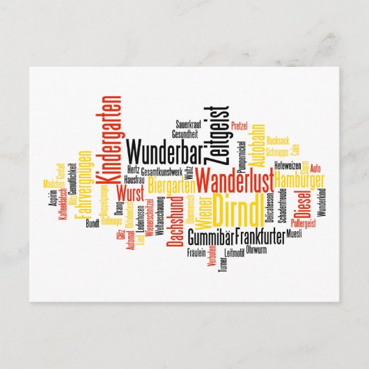 German Word Cloud - Deutsche Wortwolke Postkarte (Vorderseite)
