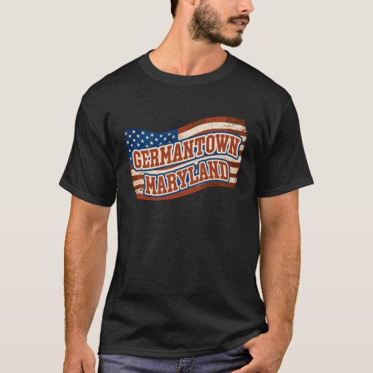 Germantown City Maryland Vintage American Flag T-Shirt (Vorderseite)