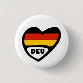 Germany Country Code Flag Heart Pin Badge, DEU Button (Vorderseite)