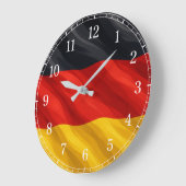 Germany Flag Wall Clock — Waving Flag Design Große Wanduhr (Winkel)