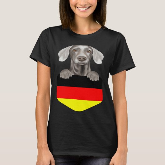Germany Flag Weimaraner Dog In Pocket T-Shirt (Vorderseite)