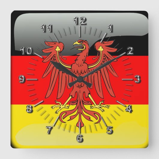 Germany glossy flag quadratische wanduhr (Vorderseite)
